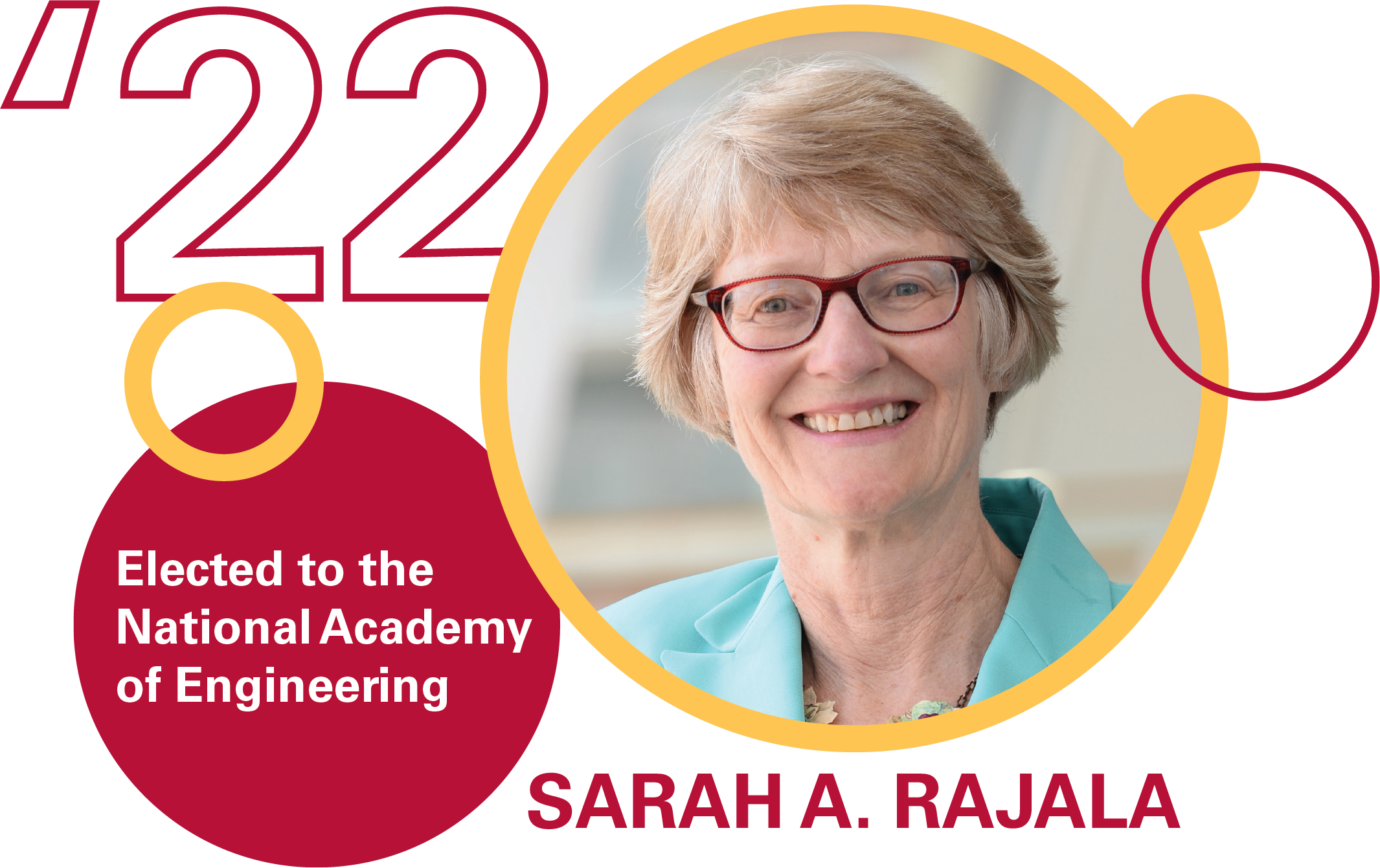 graphic with photo of Sarah Rajala, elected to the National Academy of Engineering, 2022